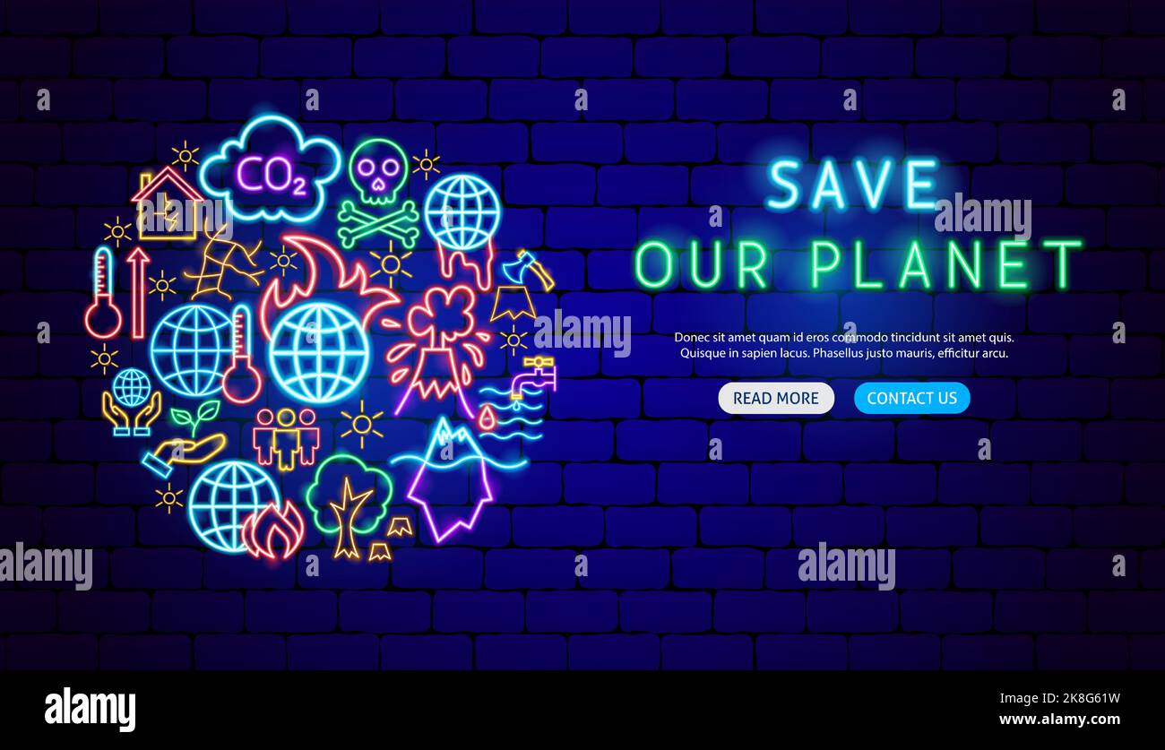 Speichern Planet Neon Banner Design Stock Vektor