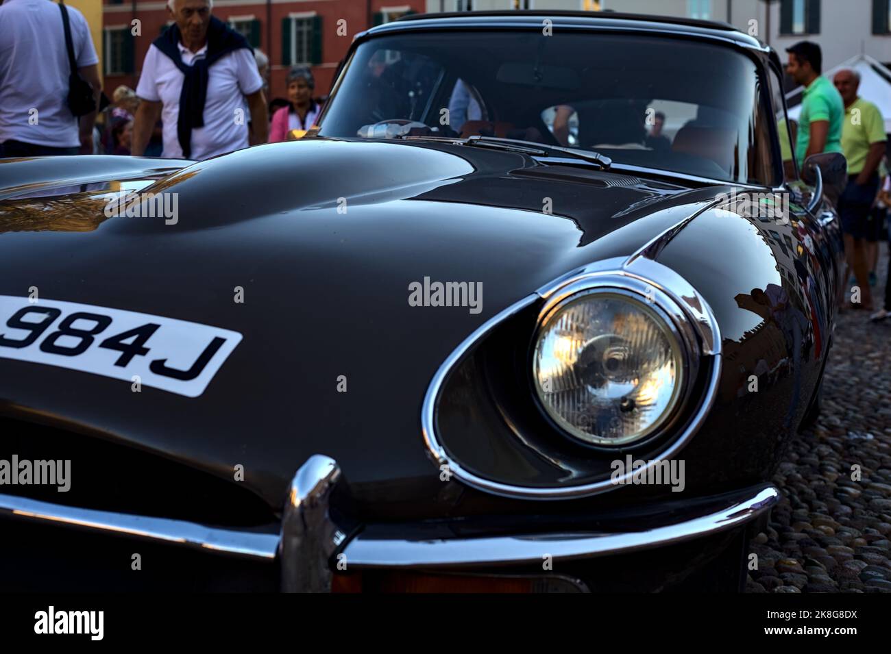 Alter Jaguar E Type während der Ausgabe 2022 des Gran Premio Nuvolari Stockfoto