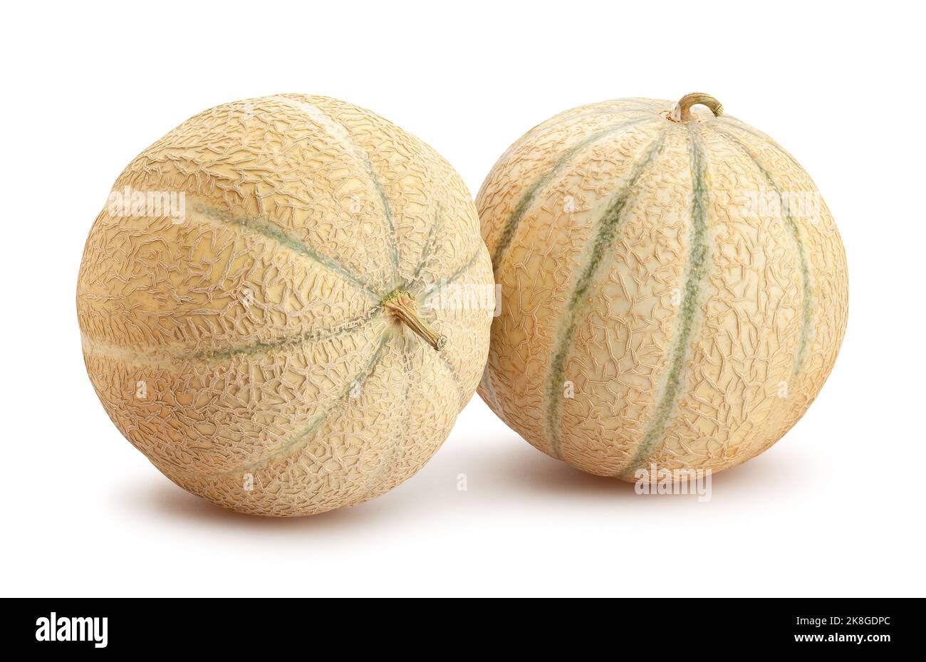 Melonenweg von Cantaloupe isoliert auf weiß Stockfoto