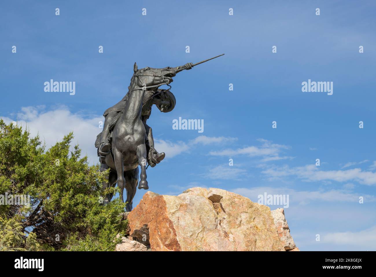 CODY, WYOMING - 19. September 2022: Die Scout-Skulptur von Col. William F. Cody von Gertrude Vanderbilt Whitney, 1924 im Buffalo Bill Museum Stockfoto