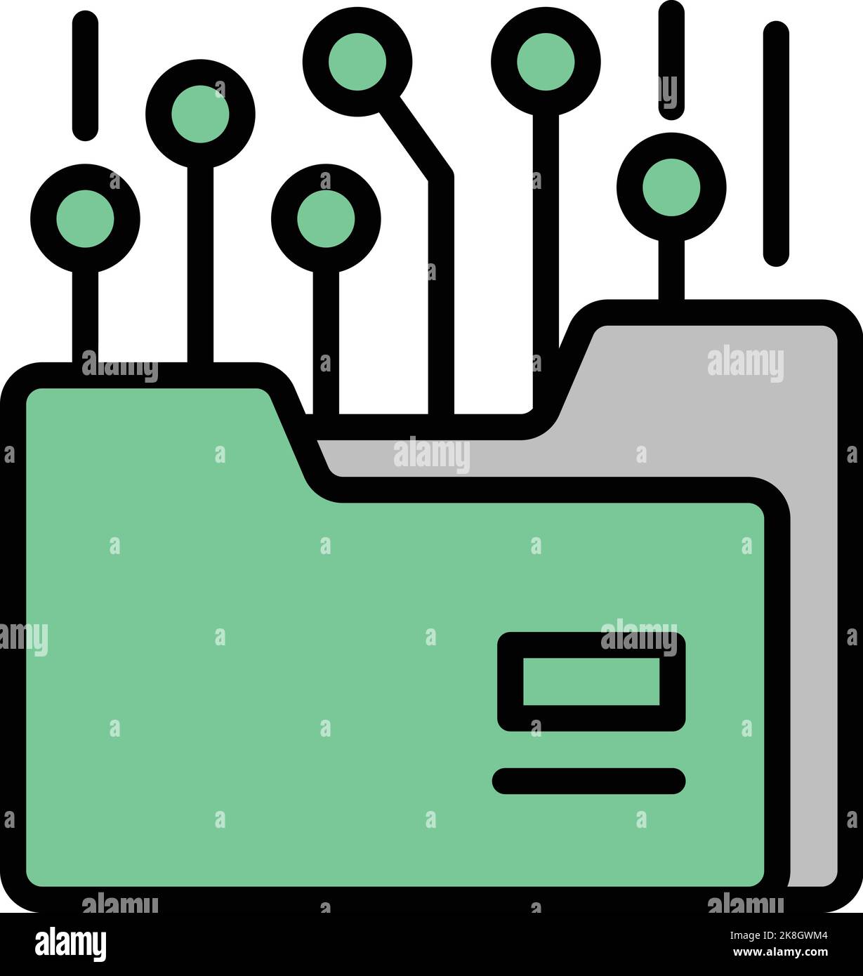 Symbolumrissvektor für digitale Ordner. Cyberangriff. Sicherheitsvirus Stock Vektor