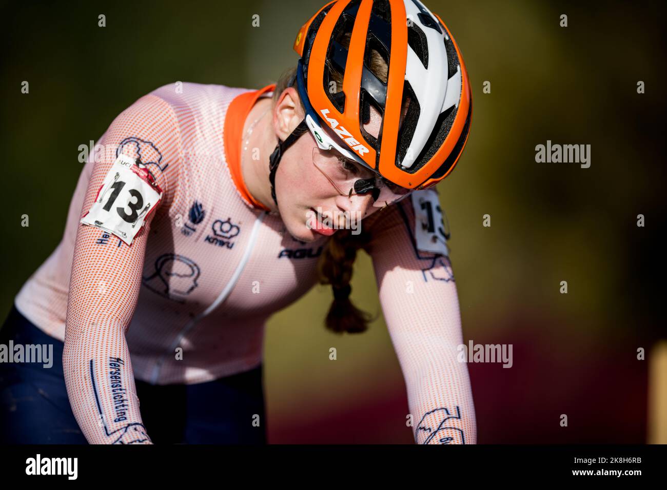 Dutch Fee Knaven im Einsatz beim Juniorrennen der Frauen beim WeltcupCyclocrossRadrennen in