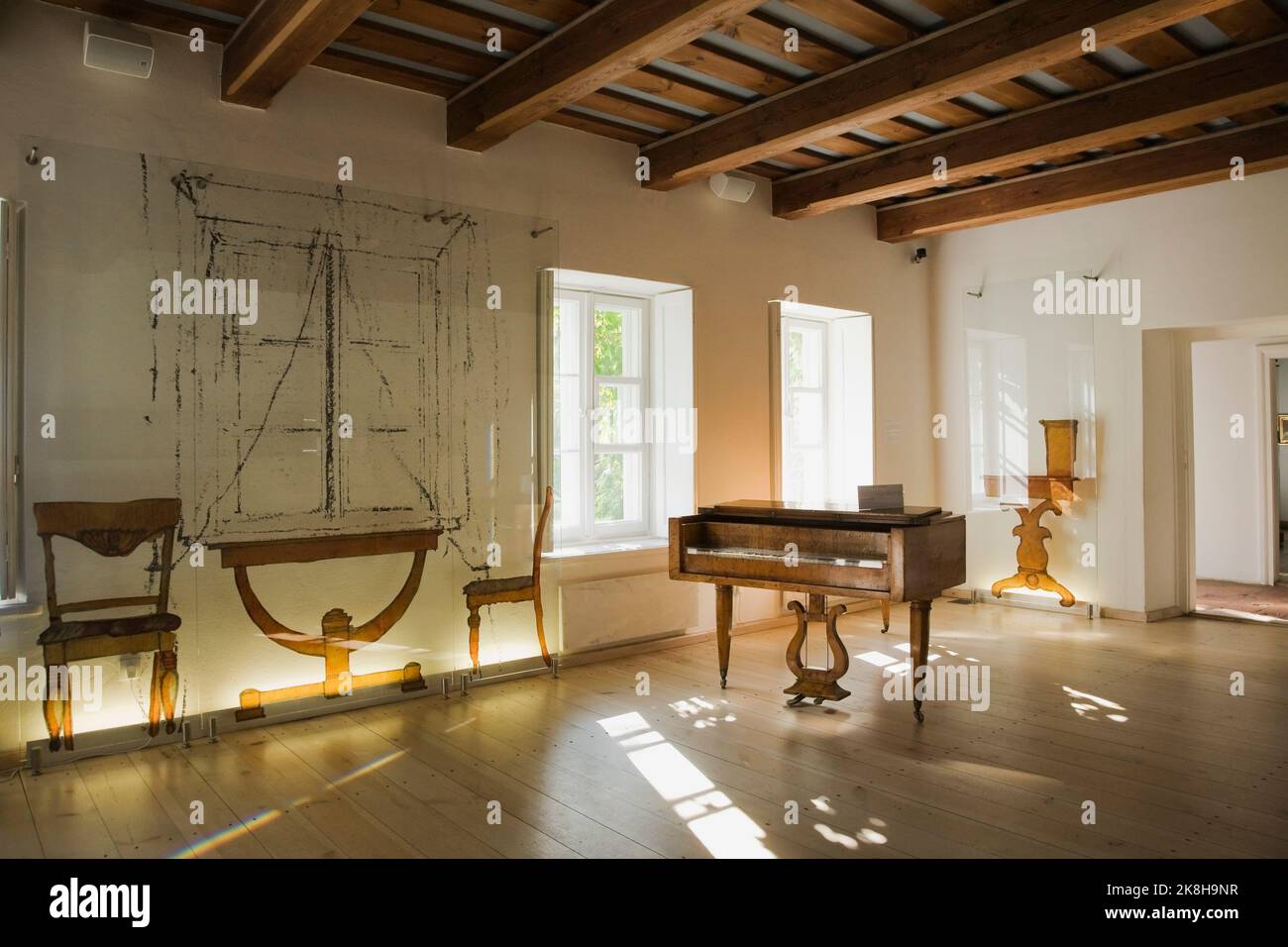 Innenraum des Frederic Chopin Museums mit Klavier, Zelazowa Wola, Polen Stockfoto
