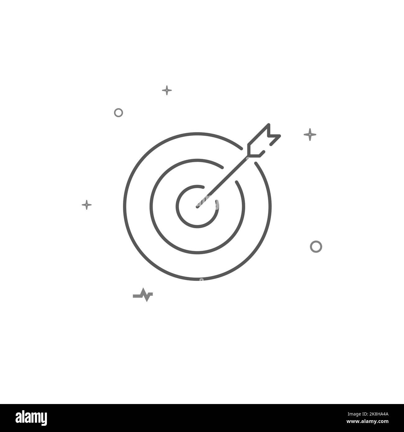 Ziel, Zielerreichung einfaches Liniensymbol. Symbol, Piktogramm, auf weißem Hintergrund isoliertes Zeichen. Stockfoto