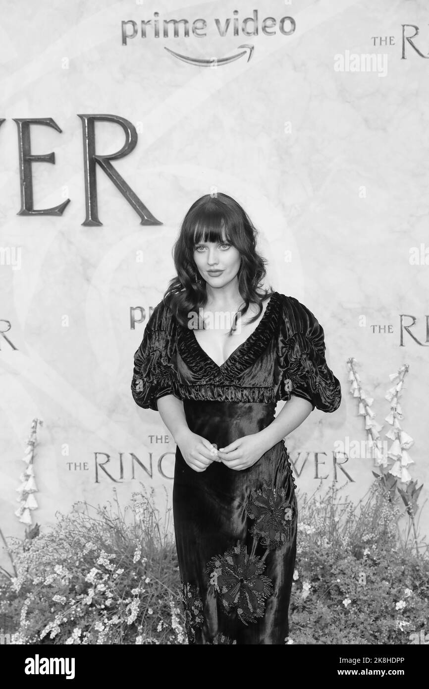 Markella Kavenagh nimmt an der Weltpremiere von „der Herr der Ringe: Die Ringe der Macht“ im Leicester Square, London, Teil. Stockfoto