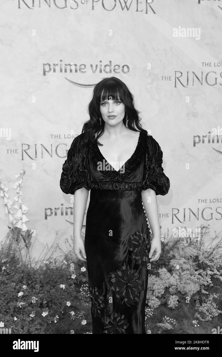 Markella Kavenagh nimmt an der Weltpremiere von „der Herr der Ringe: Die Ringe der Macht“ im Leicester Square, London, Teil. Stockfoto