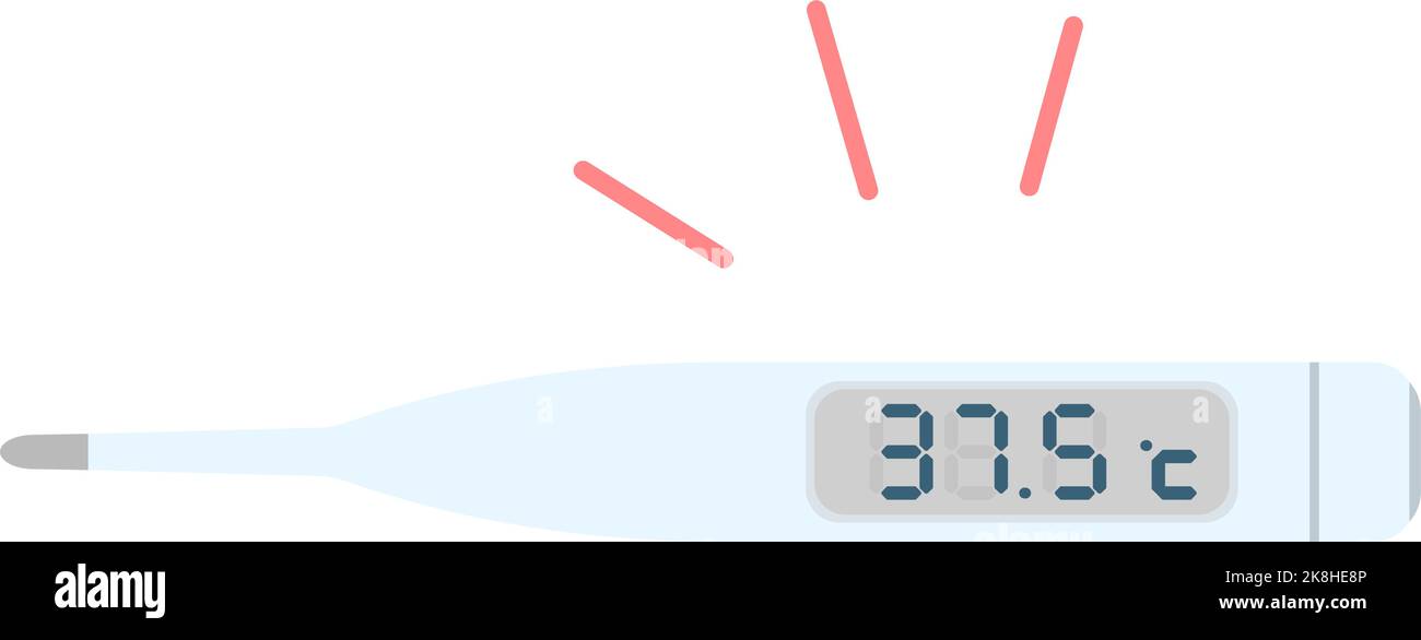 Abbildung eines Thermometers mit 37,5 Grad Celsius Stock Vektor