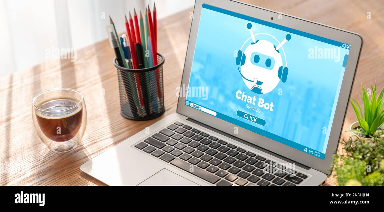 Chatbot Software-Anwendung für modisches Online-Geschäft, die automatisch auf Kundenfragen antworten Stockfoto