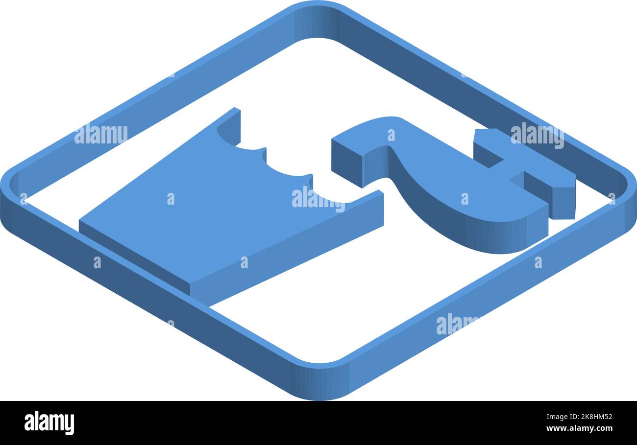 Blaue isometrische Darstellung von Wasserhahn und Becher Stock Vektor