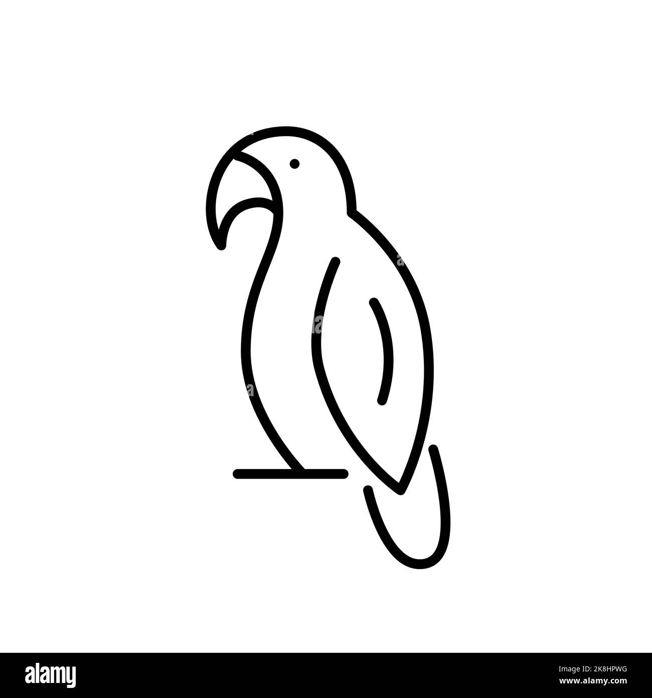 Domestizierter Haustiervögel auf einem Barsch. Pixel Perfect, bearbeitbares Kontursymbol Stock Vektor