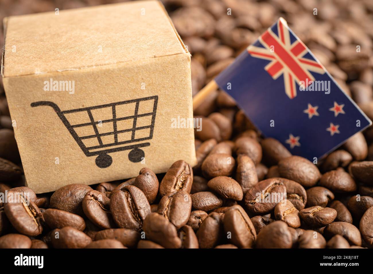 Neuseeland Flagge Auf Kaffeebohne, Import Export Handel Online-Commerce ...