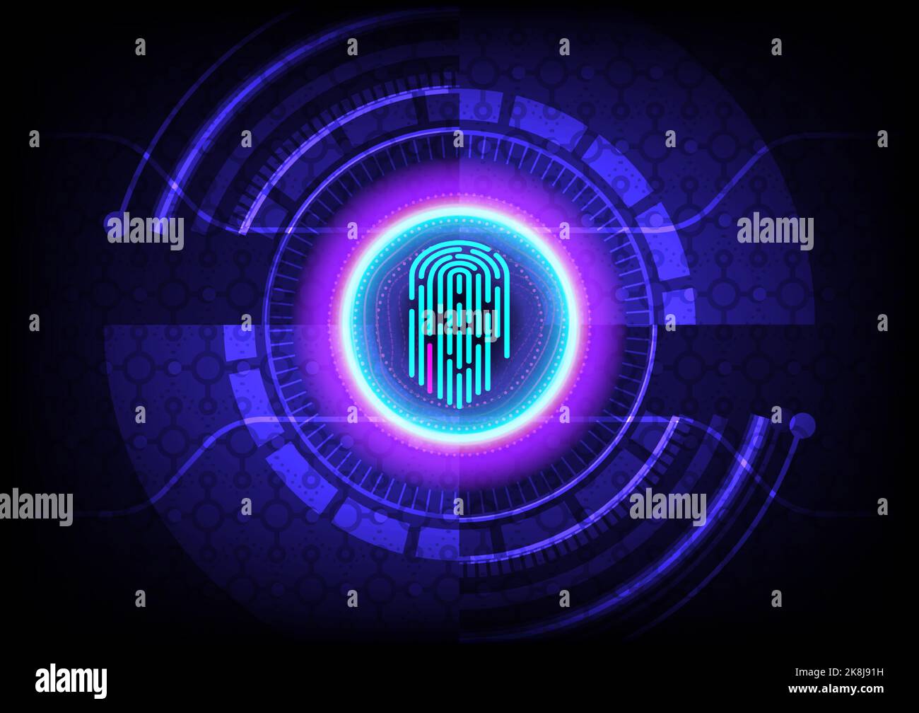 Tech Kreis Scan Finger Identitätskontrolle elektronische Technologie futuristische Sicherheit abstrakten Hintergrund Grafik Design Vektor Illustration Stock Vektor
