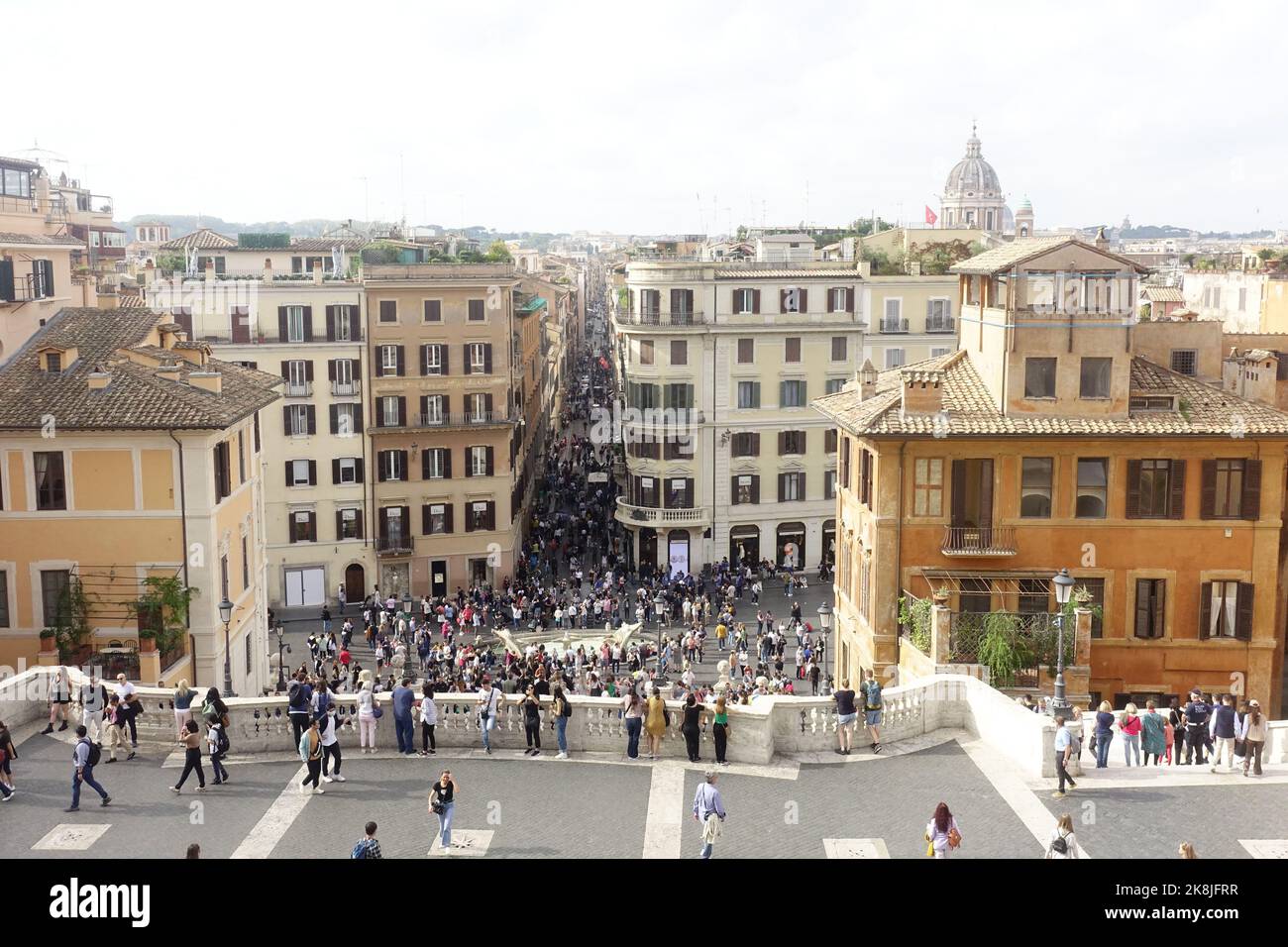 Rom Blick auf die Trinita de Monti von oben auf die Spanische Treppe Stockfoto