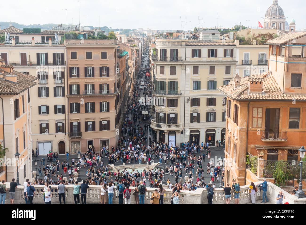 Rom Blick auf die Trinita de Monti von oben auf die Spanische Treppe Stockfoto