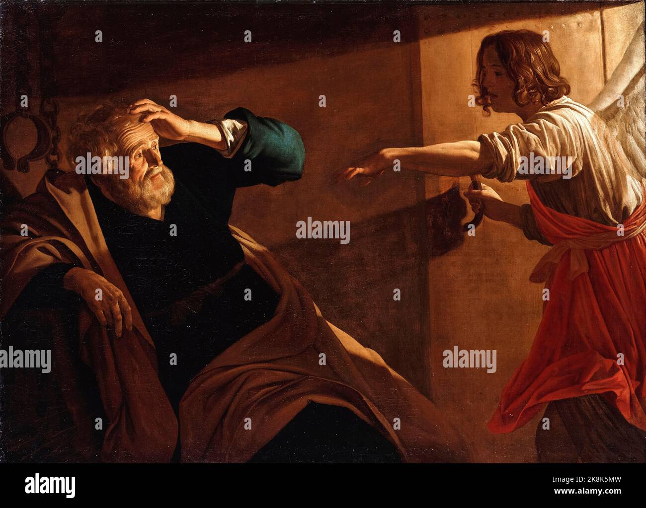 Gerard van Honthorst Gemälde, die Befreiung des Petrus, 1616-1618 Stockfoto