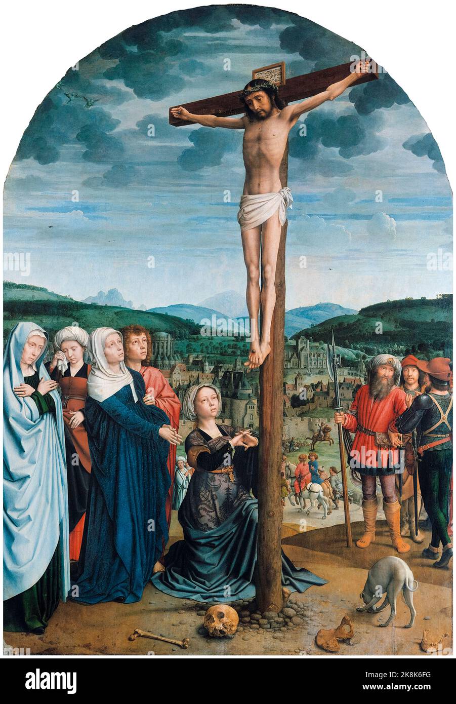 Christus am Kreuz, Ölgemälde auf Tafel von Gerard David, um 1515 Stockfoto