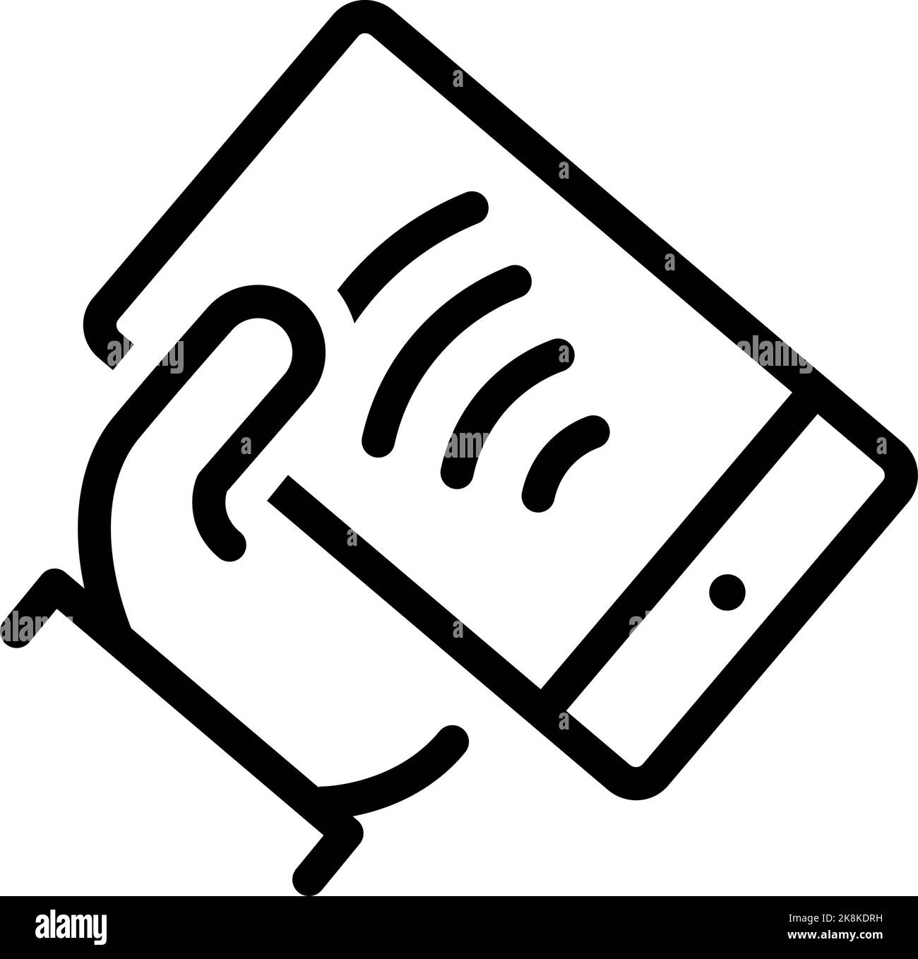 Hand mit NFC-Zahlung Mobiltelefon schwarzes Symbol. NFC-Smartphone-Zeichen. Wireless-Bezahlsymbol Stock Vektor
