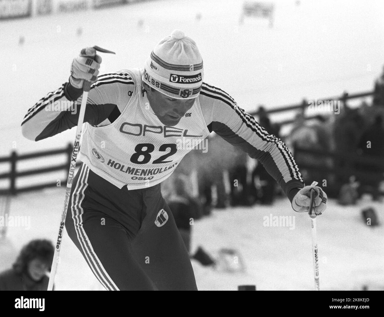 Oslo 19. März 1988. Vegard Ulvang in Aktion unter 50 km in Holmenkollen. Foto: Eystein Hanssen / NTB / NTB Stockfoto