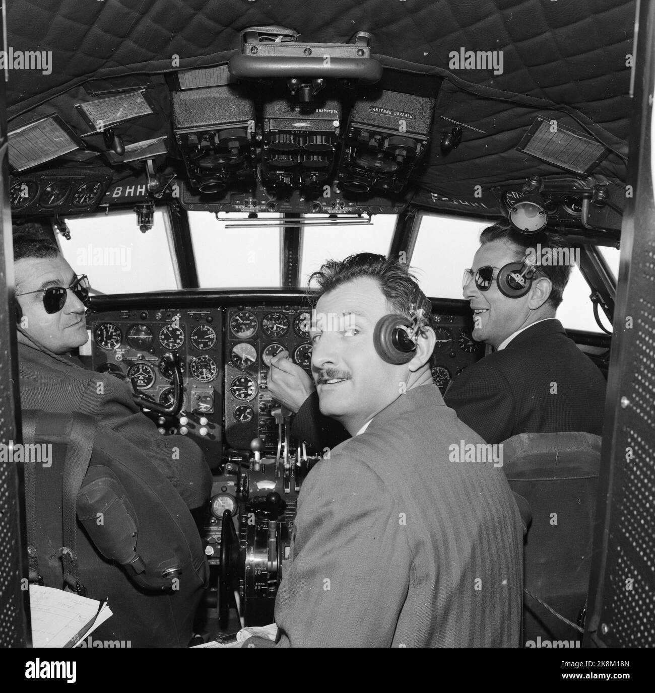 Toulouse, Frankreich 19580517 Hier wird SAS das neue Flugzeug Caravelle gebaut. Muss in der Lage sein, bis zu 70 Passagiere zu nehmen und eine Reisegeschwindigkeit von 800 km pro Tag haben. Stunde auf 12.000 Meter Höhe. SAS hat an erster Stelle sechs mit Präventivrechten für weitere 19 Maschinen bestellt. Foto; Sverre A. Børretzen / Aktuell / NTB Stockfoto