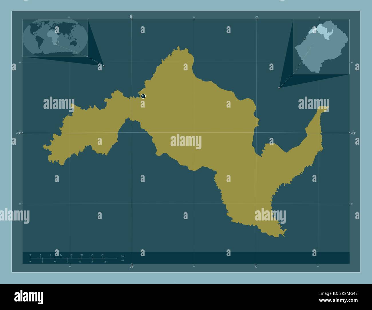 Leribe, Bezirk Lesotho. Einfarbige Form. Karten für zusätzliche Eckposition Stockfoto