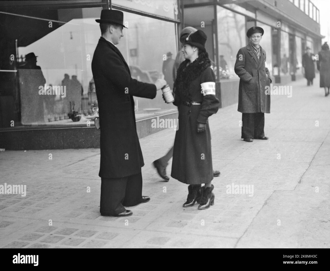 19390129. Spanien Hilfe - Sammlung in Norwegen, wahrscheinlich Oslo, 29. Januar 1939. Foto: NTB Stockfoto