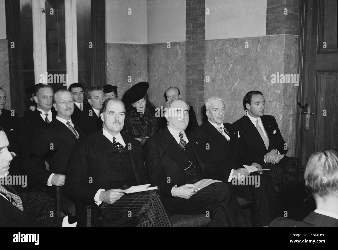 Oslo Dezember 1945. Verteilung des Friedensnobelpreises. Der Preis ging an Max Hubert, das Internationale Rote Kreuz und an Cordell Hull von Botschafter Osborne. Foto: Johnsen / NTB Stockfoto