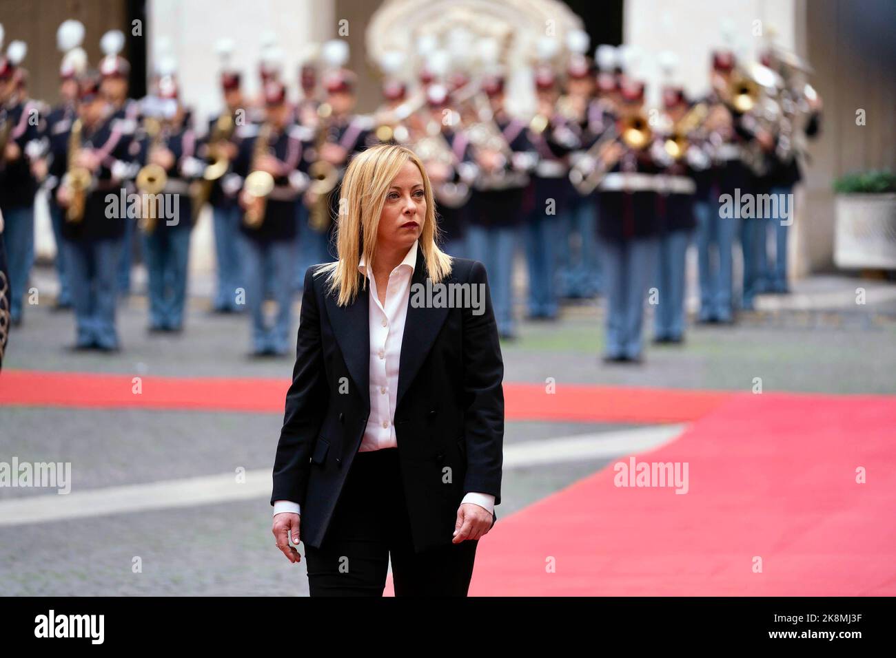 Italien, Rom 23. Oktober 2022 die italienische Premierministerin Giorgia Meloni nimmt an der ersten Ministerratssitzung der neuen Regierung im Palazzo Chigi Teil Stockfoto