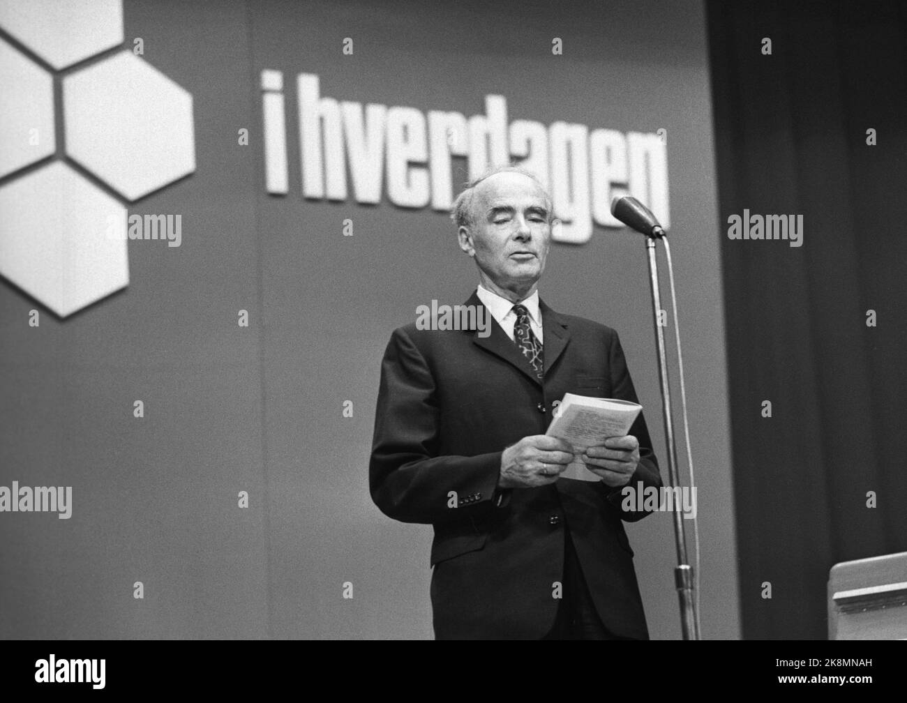 Oslo 9. Mai 1971. Das nationale Treffen der Labour Party. Hier Trygve Bratteli auf der Kanzel. Foto; Ivar Aaserud / Aktuell / NTB Stockfoto