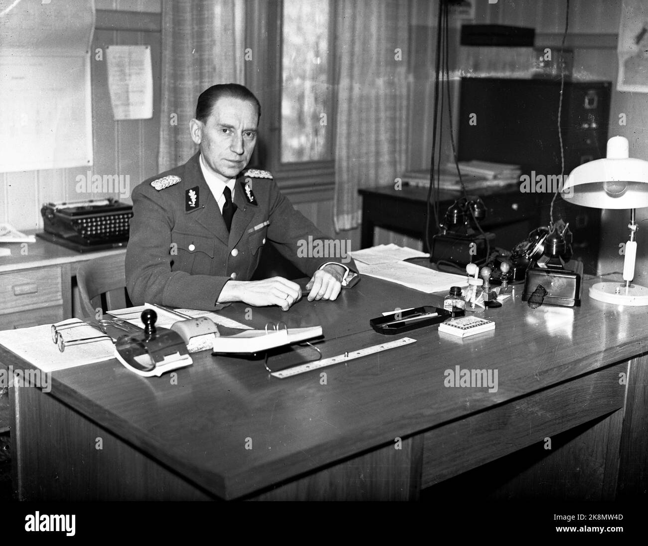 Oslo April 1943. Staatspolizeichef Karl Martinsen in seinem Büro Foto: Aage Kihle / NTB Stockfoto