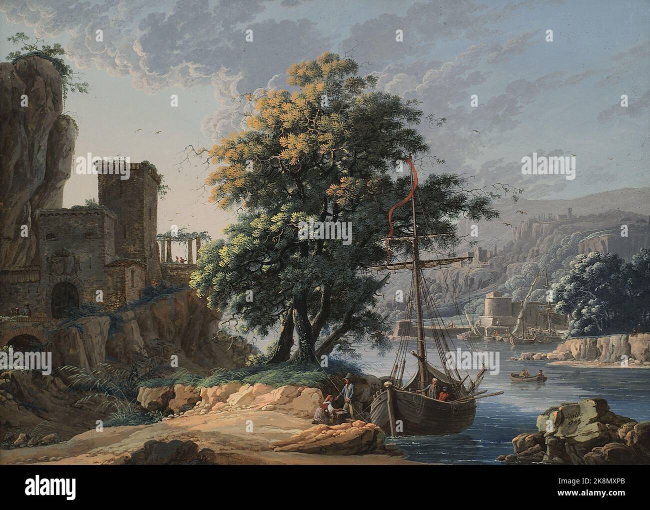 Louis Albert Guislain Bacler d’Albe (1761-1824) Französische Schule die schöne Landschaft 1795 Aquarell und Gouache auf Velinpapier (174,8 cm x 124. 9 cm) Stockfoto