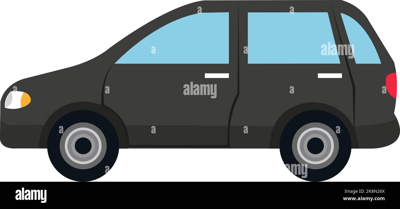 Ein schwarzes Symbol für ein Auto mit Heckklappendesign, isoliert auf weißem Hintergrund Stock Vektor