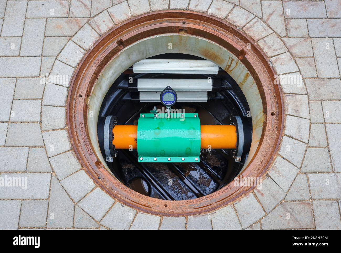 Holzwickede, Nordrhein-Westfalen, Deutschland - Erdgasnetz für reinen Wasserstoff, Wasserstoffprojekt H2HoWi, hier ein Permeationsstiel zur Messung von t Stockfoto