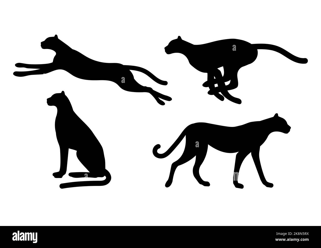 Vektor-Set von Gepard Silhouette isoliert auf weißem Hintergrund Stock Vektor