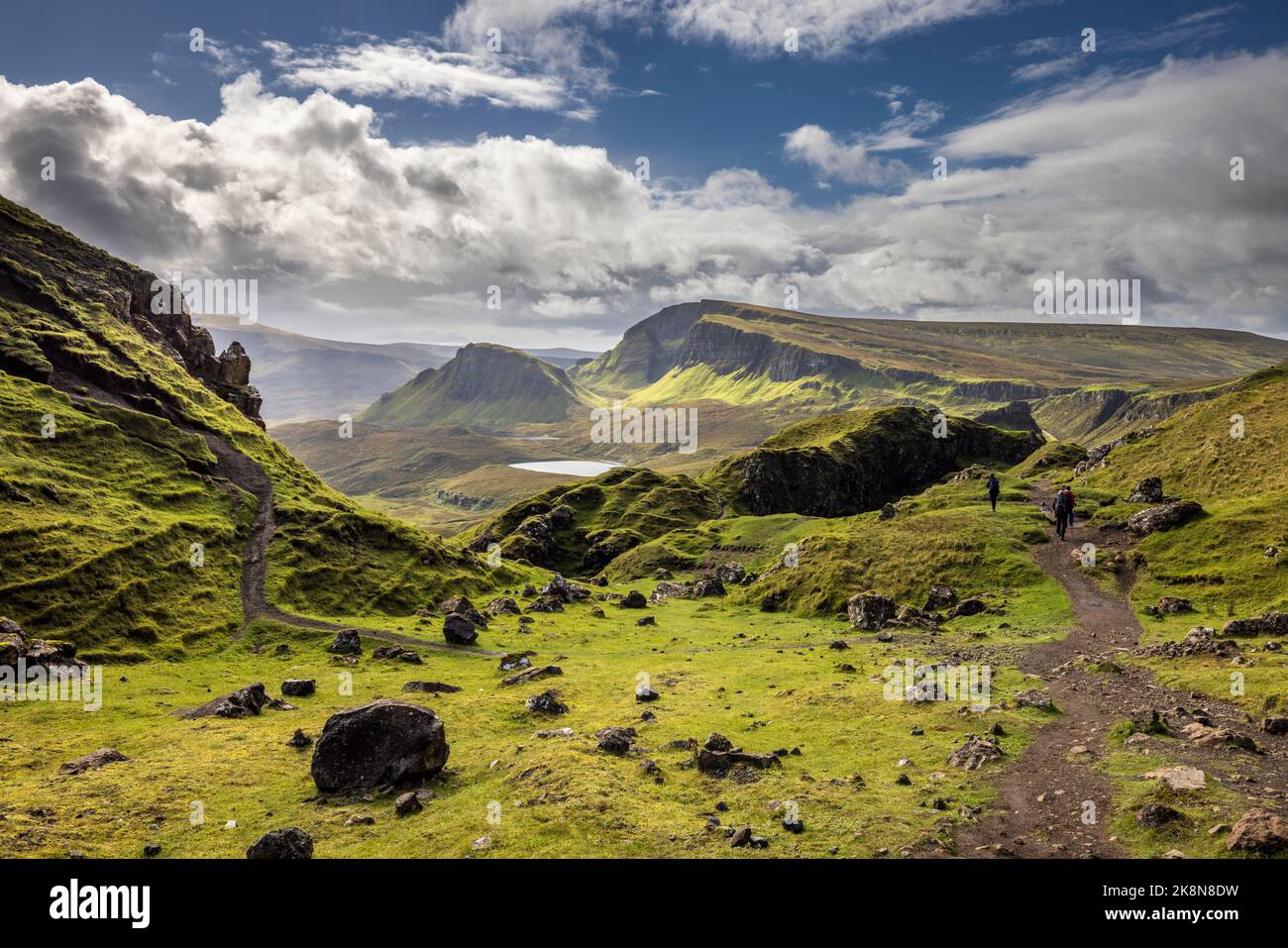 Der Weg durch den Quiraing auf der Isle of Skye, Schottland Stockfoto
