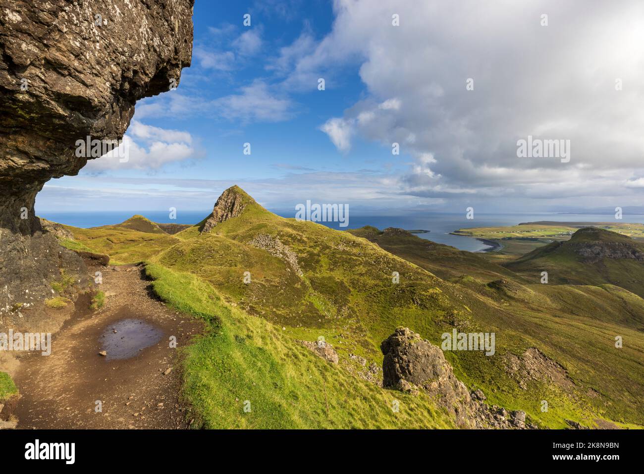 Der Weg durch den Quiraing und die Küste der Isle of Skye, Schottland Stockfoto