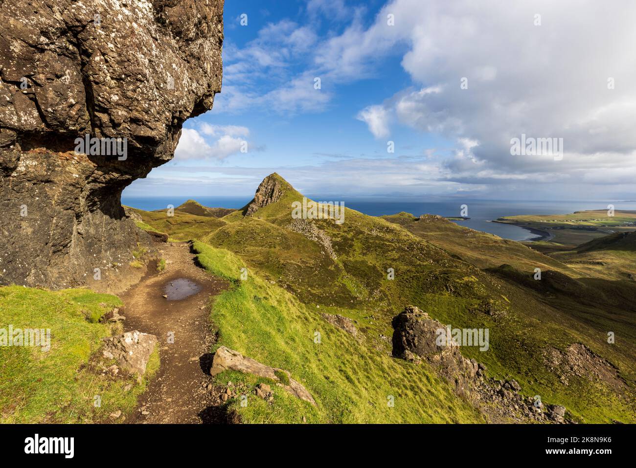 Der Weg durch den Quiraing und die Küste der Isle of Skye, Schottland Stockfoto