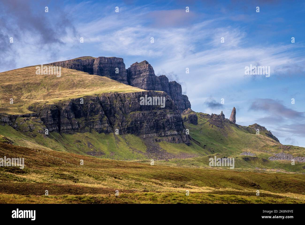 Der Trotternish Ridge und der Old man of Storr auf der Isle of Skye, Schottland Stockfoto