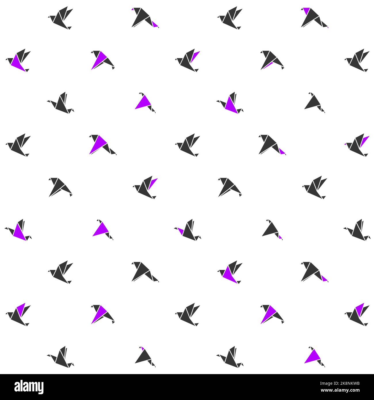 Modernes Dessin-Muster mit Origami-Vögeln. Vektorgrafik Stock Vektor