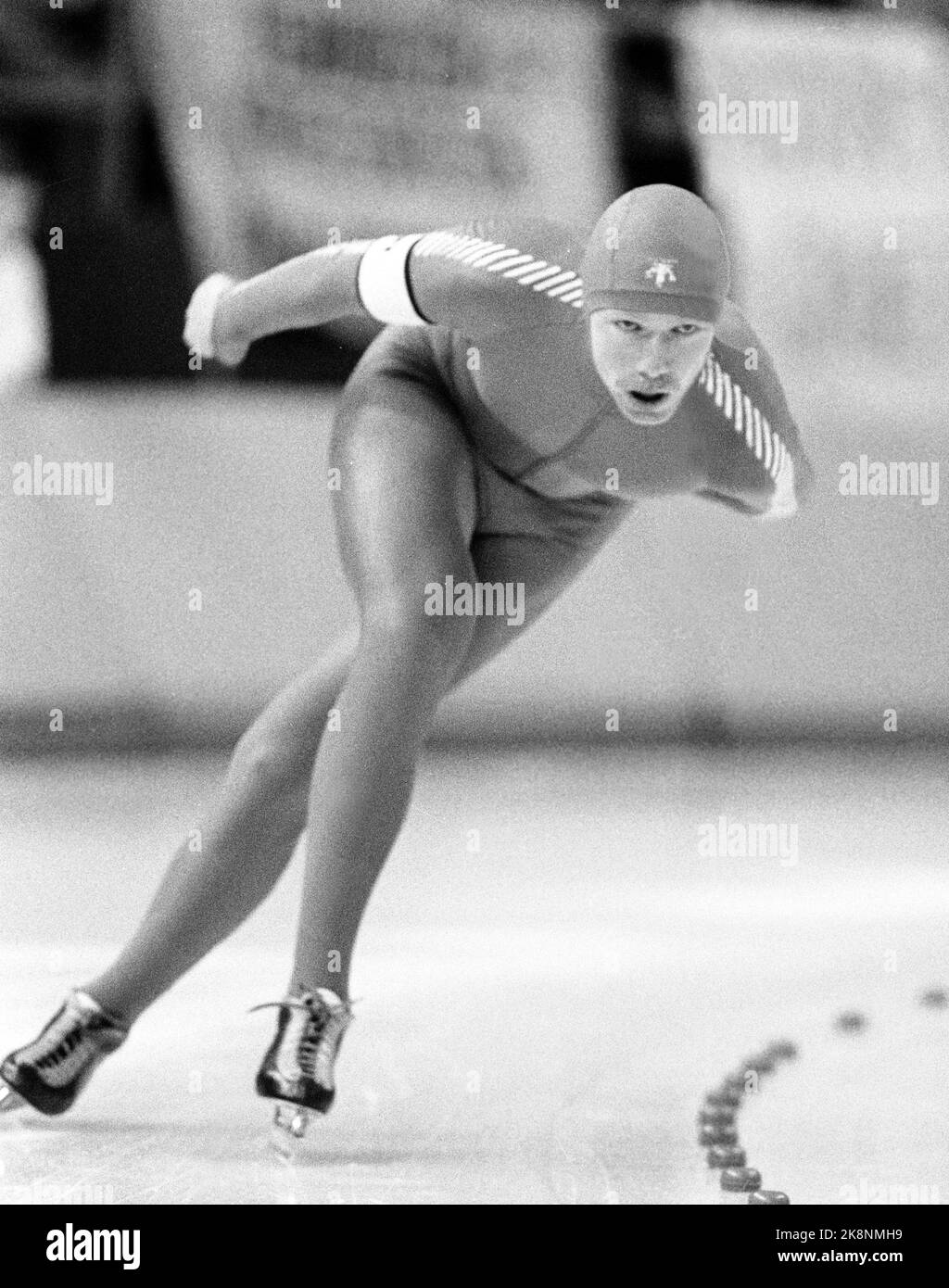 Calgary, Kanada 198802: Olympic Calgary 1988. Schlittschuhlaufen, 5000m. Geir Karlstad im Einsatz von 5000 m im Olympischen Oval am 17. Februar 1988. Der Weltrekordler Karlstad knackte nach der Führung der Distanz auf 3.000 Meter und landete auf Platz 7.. Foto: Henrik Laurvik / NTB Stockfoto