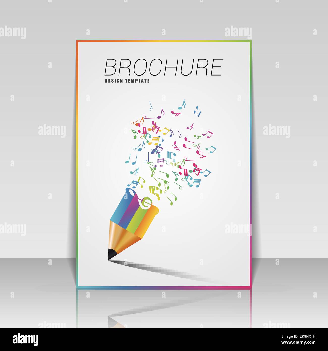 Vorlage für Musikbroschüren mit Bleistift. Vektorgrafik Stock Vektor