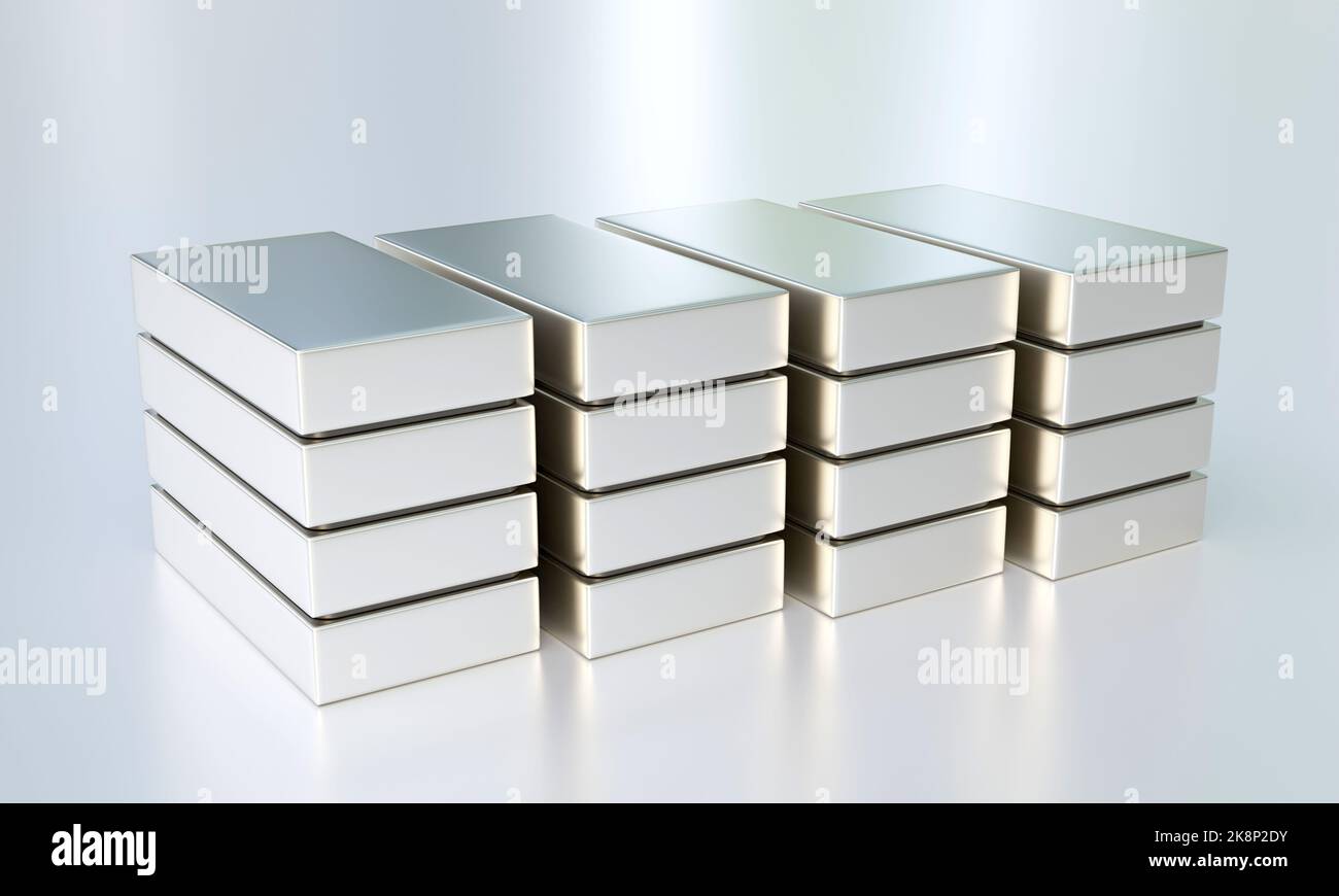 Neodym-Magnete isoliert auf weißem Hintergrund. 3D Rendering Stockfoto Neodym-Magnete isoliert auf weißem Hintergrund. 3D Rendering Stockfoto