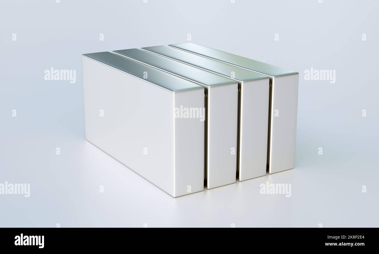 Neodym-Magnete isoliert auf weißem Hintergrund. 3D Rendering Stockfoto Neodym-Magnete isoliert auf weißem Hintergrund. 3D Rendering Stockfoto