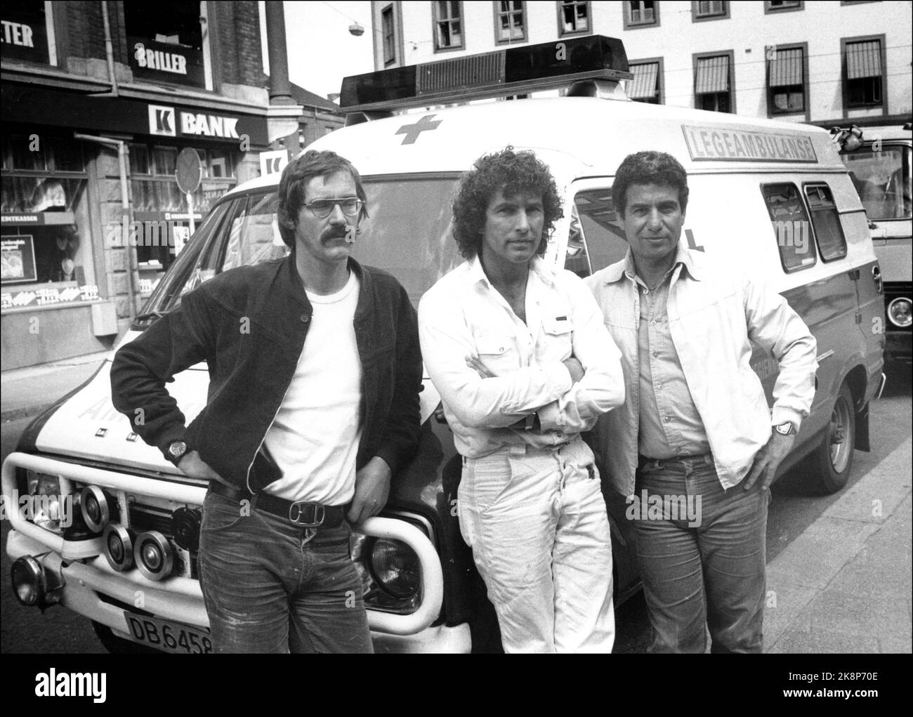 19820624; das chirurgische Krisenteam der norwegischen Volkshilfe von Oslo bis zum Libanon. Von links: Anästhesist Kim Hauge, Ambulanzfahrer Svein Gutrup und Tolk Ahmed Salame. Foto: NTB-Archiv/NTB Stockfoto