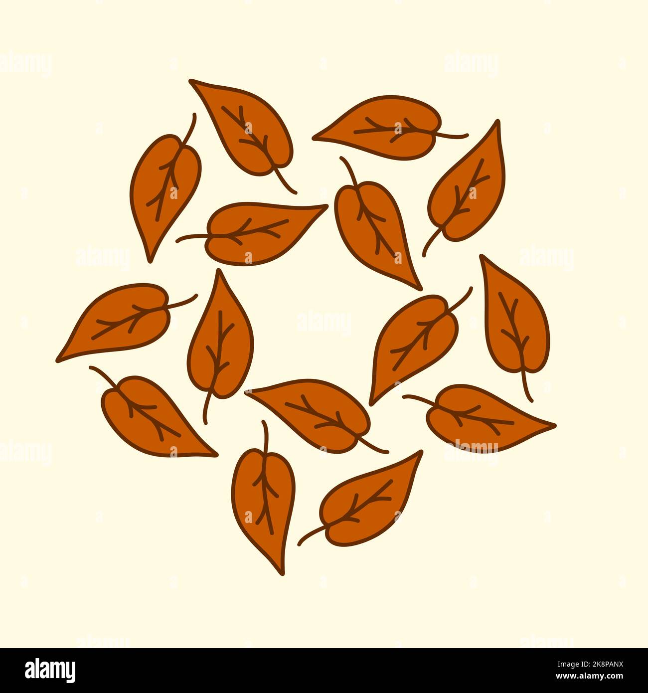 Nahtlose Musterdarstellung von orangefarbenen Herbstblättern, Hintergrund Stockfoto