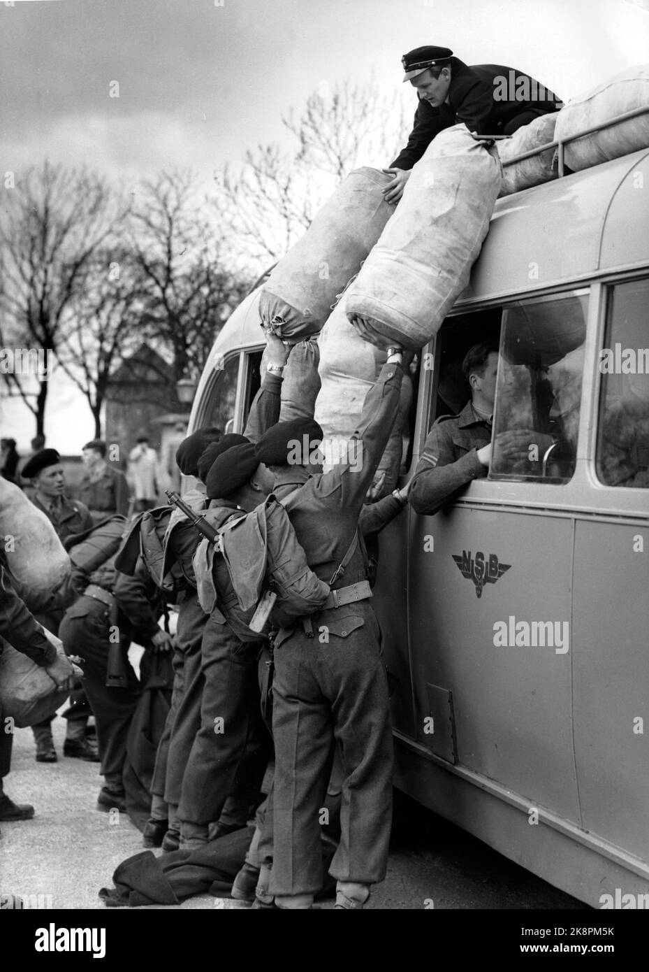 Deutschland, April 1953 der norwegische Teil der Mission der Deutschen Brigade ist abgeschlossen und die Soldaten bereiten sich auf die Rückkehr vor. NTB / CORR / NTB Stockfoto