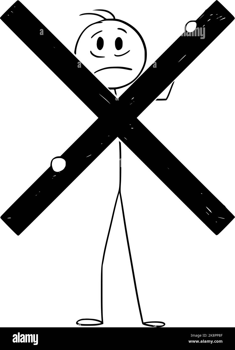 Zensierte Person, Konzept der Zensur oder keine Redefreiheit, Vektor-Cartoon-Stick Abbildung Stock Vektor