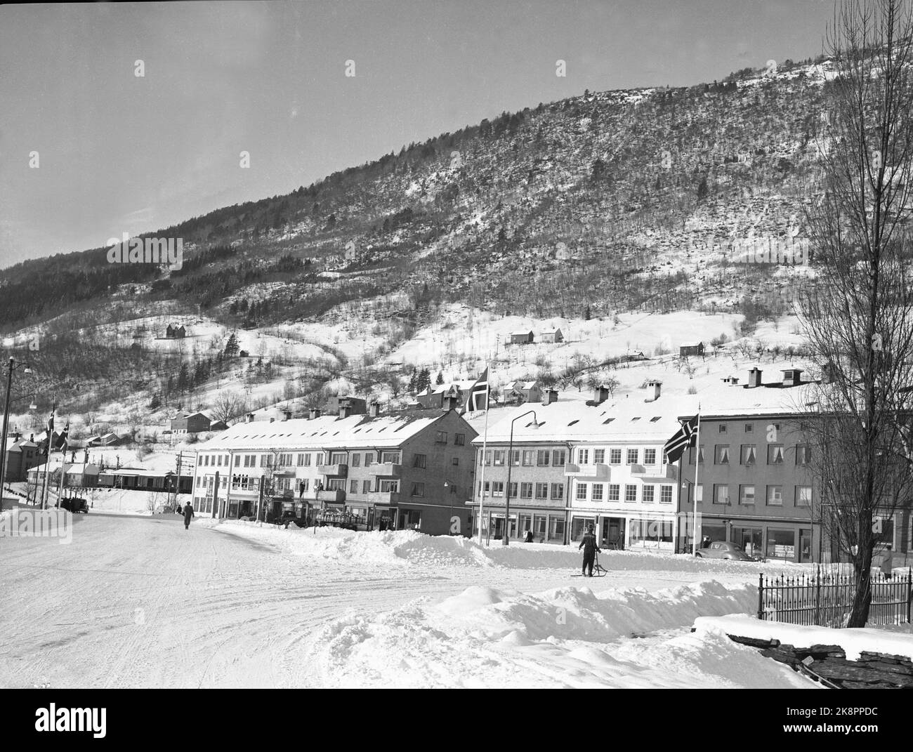 Voss 19550212. Voss, Männergemeinde im Landkreis Hordaland. Hier ist ein Motiv aus der Mitte. Es ist gekennzeichnet. Foto: Jan Stage Stockfoto