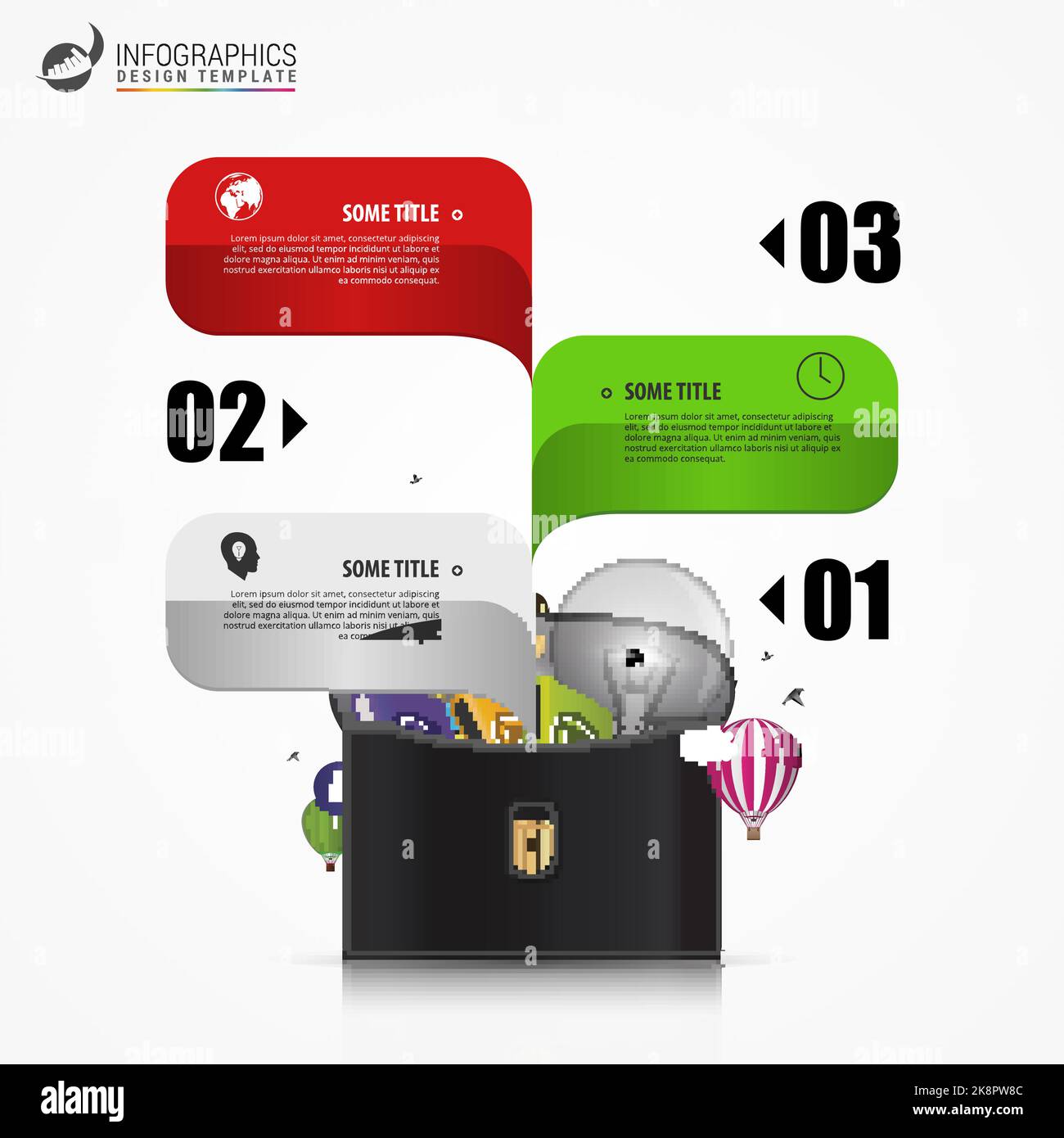 Kreative Aktentasche. Infografik-Design-Vorlage. Geschäftskonzept. Vektorgrafik Stock Vektor