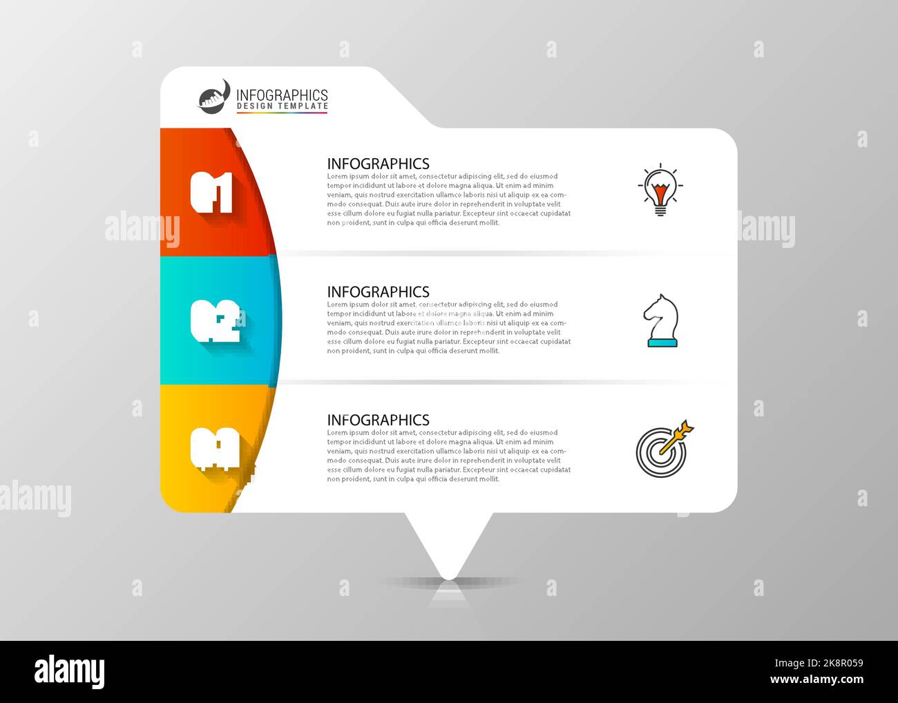 Infografik-Design-Vorlage. Geschäftskonzept mit 3 Schritten. Kann für Workflow-Layout, Diagramm, Banner, webdesign verwendet werden. Vektorgrafik Stock Vektor