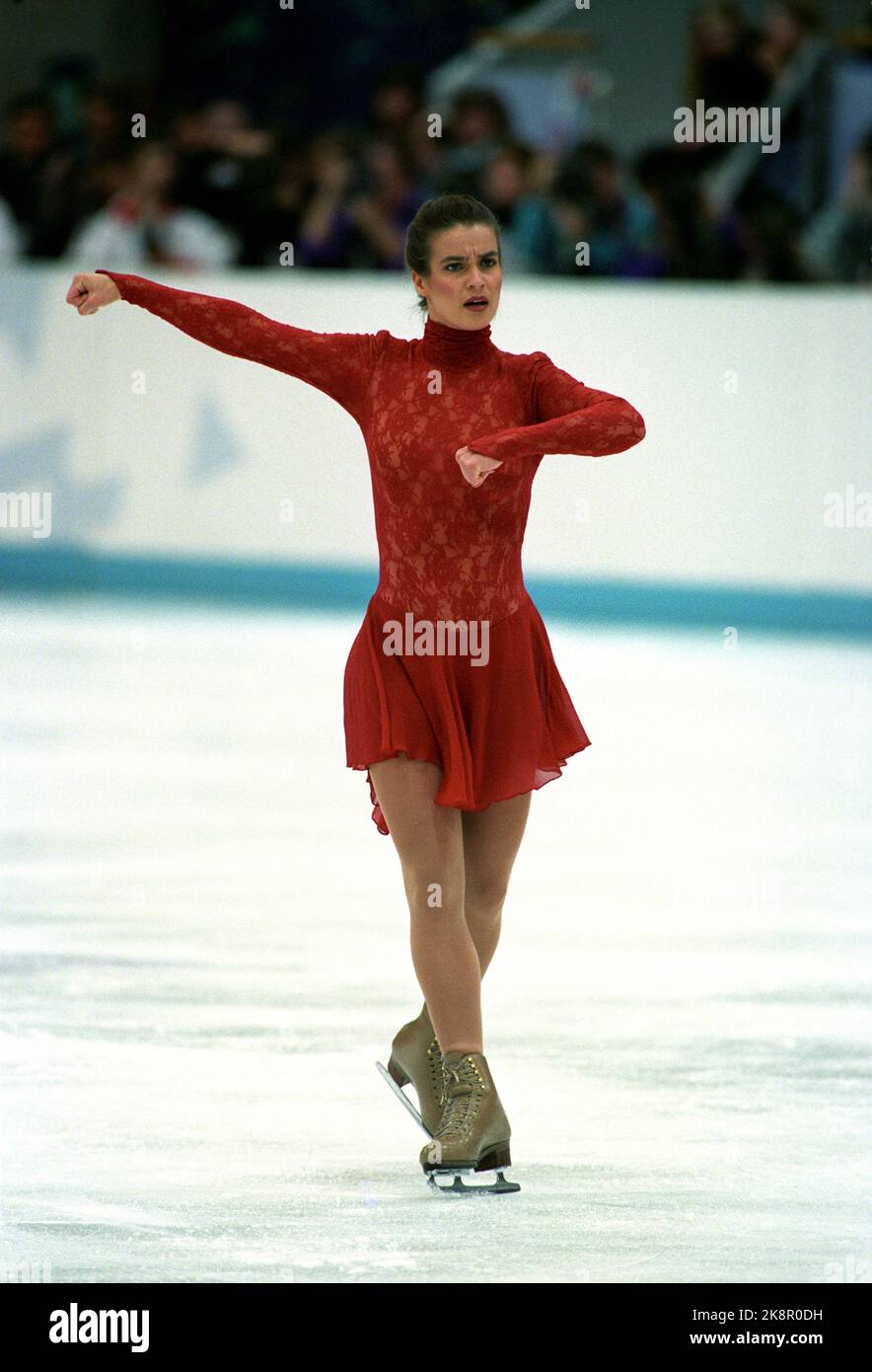 Hamar 19940225 OL Lillehammer94, Eiskunstlauf, freie Frauen im Hamar Olympic Amphitheater